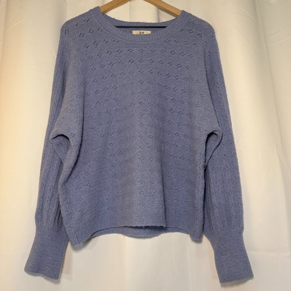 Pinque Amelia Long Sleeve Pullover Sweater Womens L Cornflower Blue Textured EUC